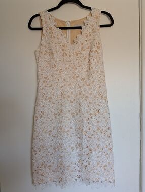 LOFT White Floral Overlay Dress - 2